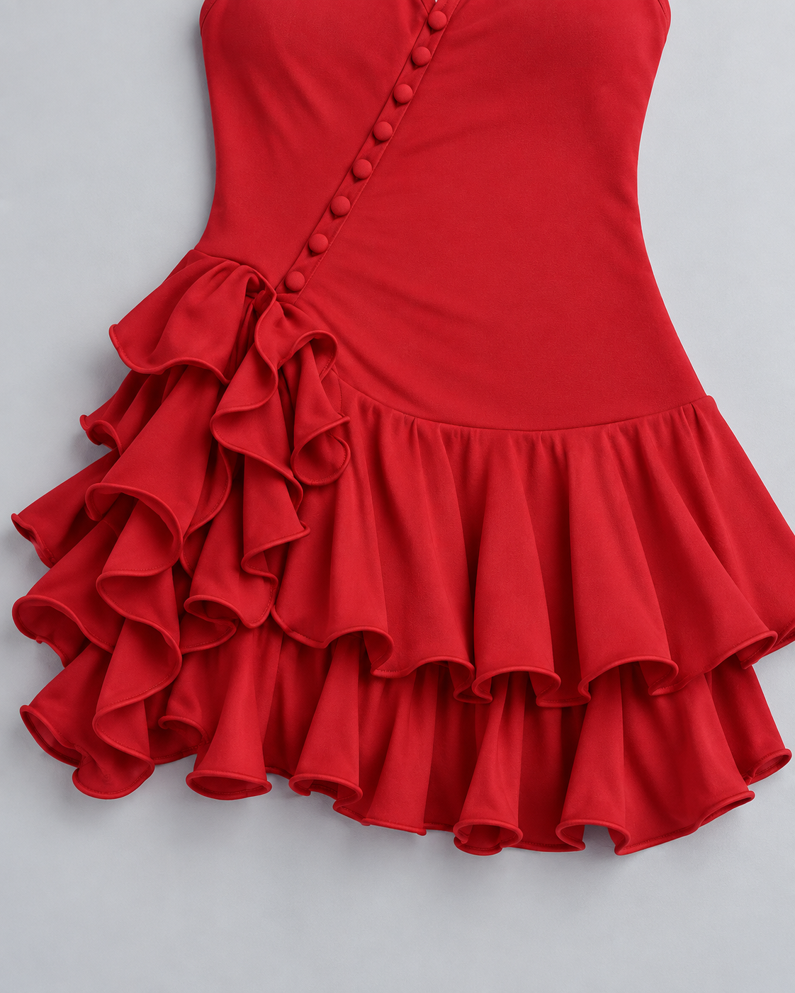 AMOUR — Ruffled mini dress with thin straps