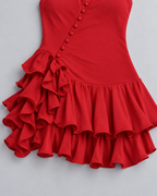 AMOUR — Ruffled mini dress with thin straps