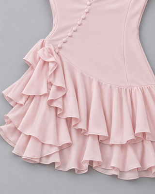 AMOUR — Long-sleeve ruffled mini dress