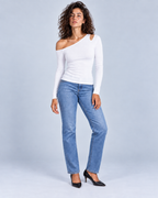 ANGLE — Asymmetric shoulder cut-out top
