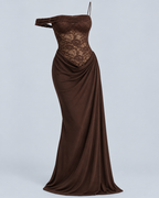 ARIA — Asymmetric lace maxi dress
