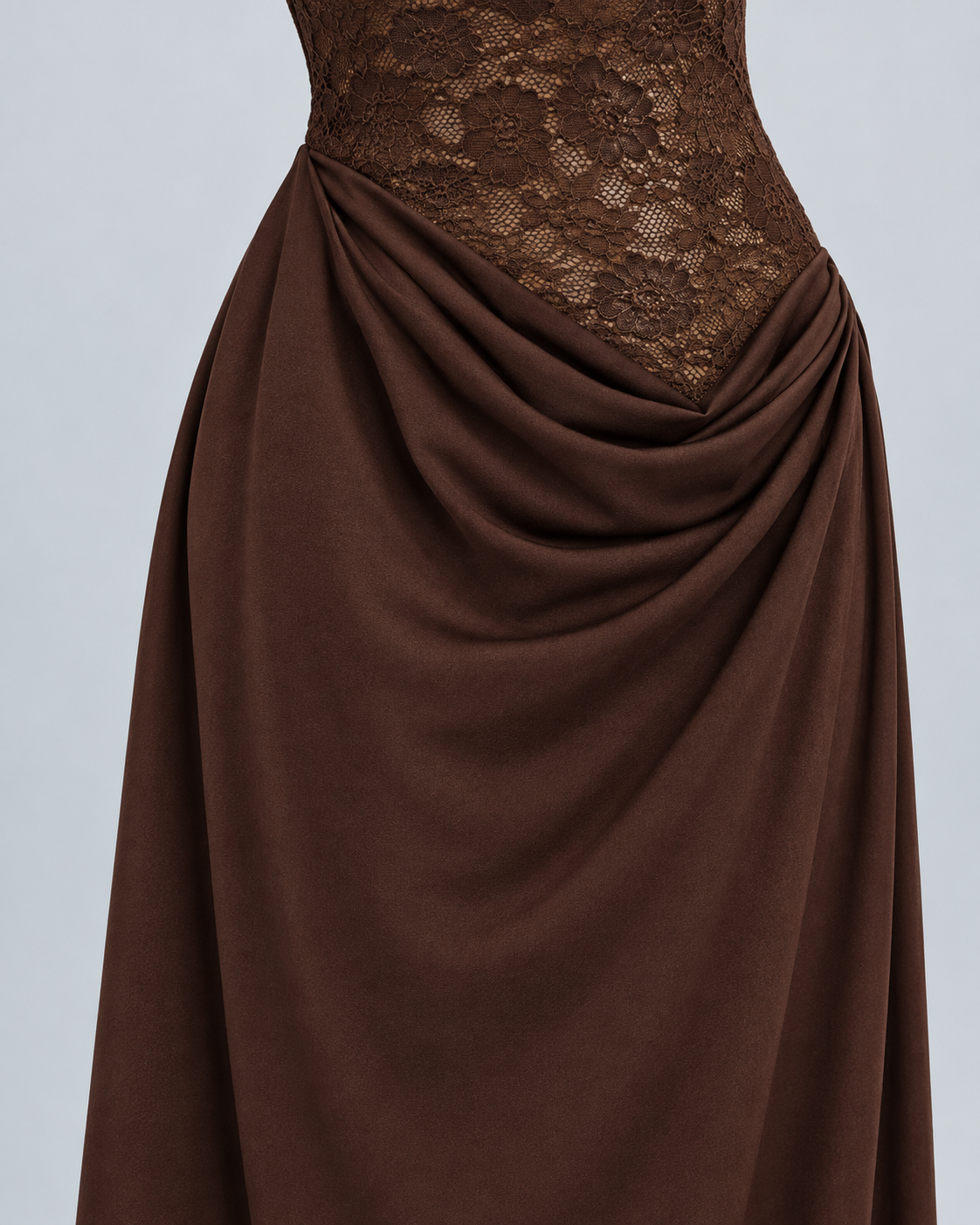 ARIA — Asymmetric lace maxi dress