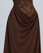 ARIA — Asymmetric lace maxi dress
