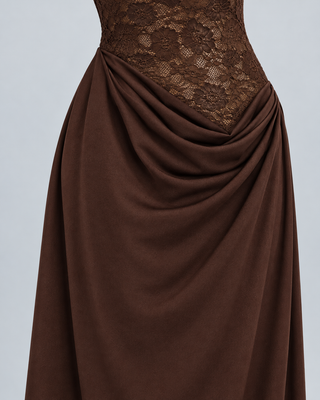 ARIA — Asymmetric lace maxi dress