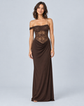 ARIA — Asymmetric lace maxi dress — front view