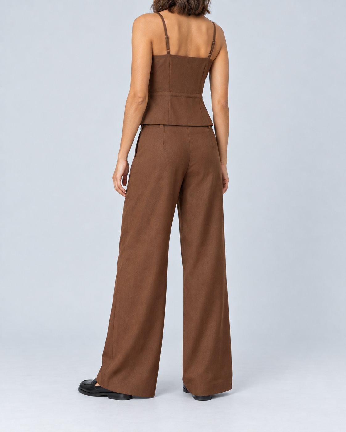 ATELIER — Waistcoat and wide-leg trousers set — back view