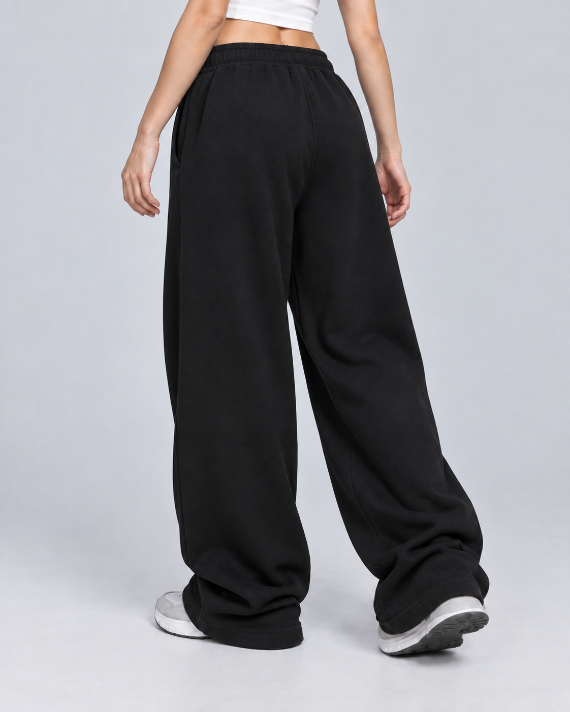 AVENUE — Plain wide-leg trousers — back view