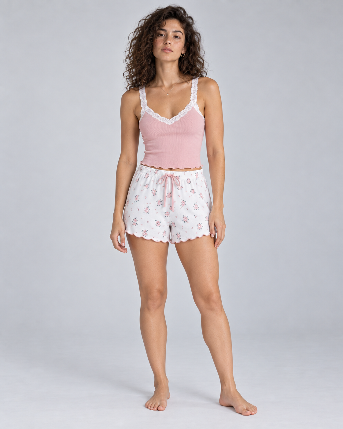 BLOOM — Camisole and printed shorts sleep set — front view