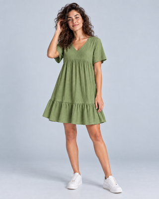 BOHEME — Loose ruffled mini dress