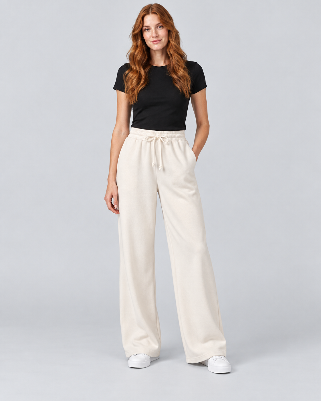 BOMBER — Wide-leg drawstring trousers — front view