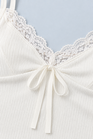 BOW — Tie-front camisole with lace trim