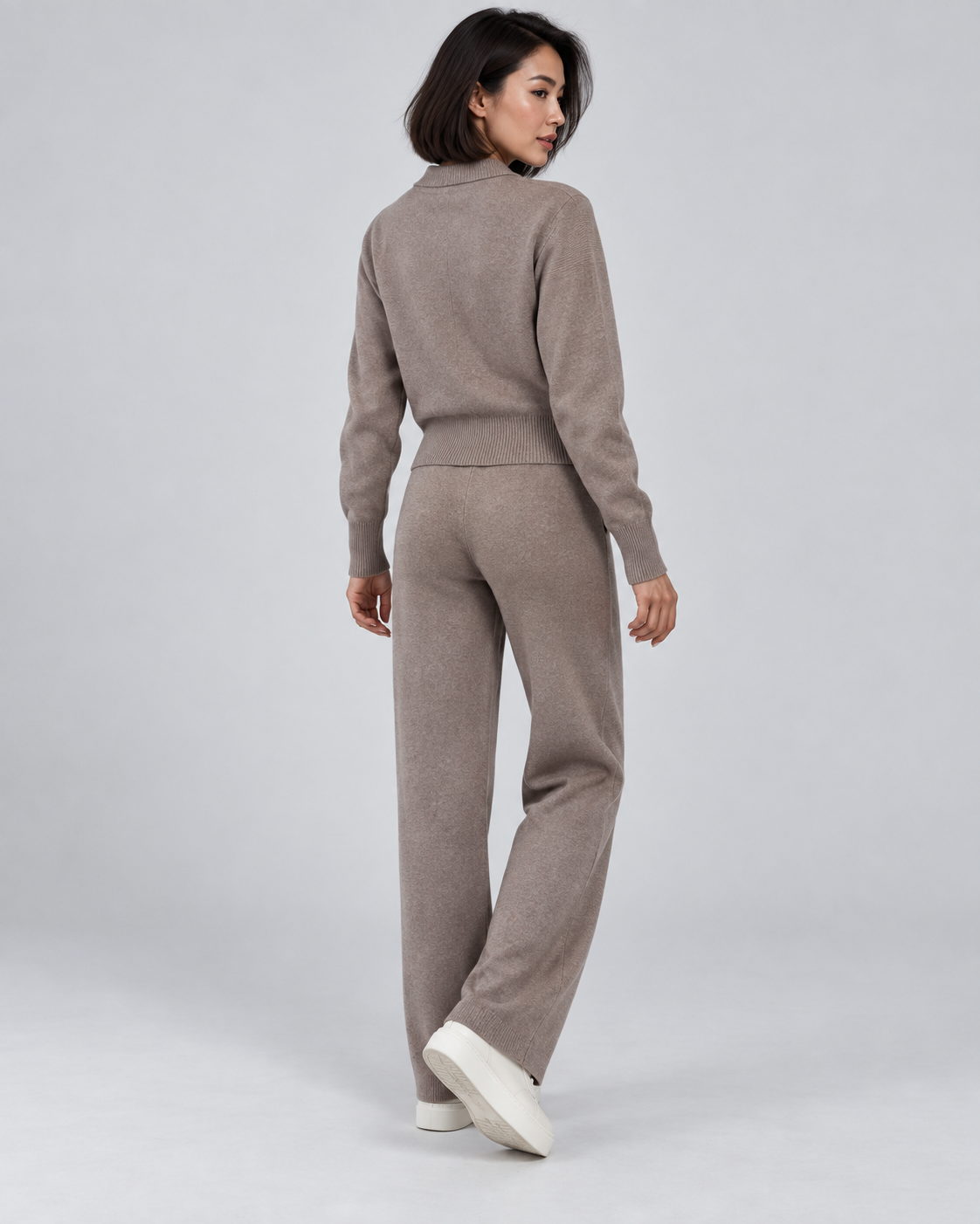 CACHE — Knit top and trousers set — back view