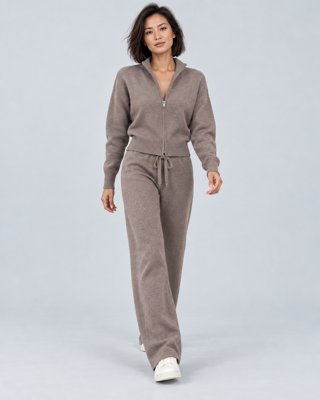 CACHE — Knit top and trousers set — front view