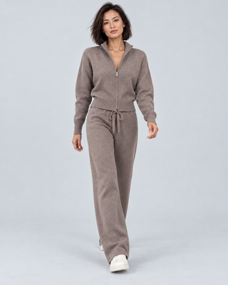 CACHE — Knit top and trousers set — front view