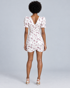 CAMELIA — Printed puff-sleeve mini dress — back view