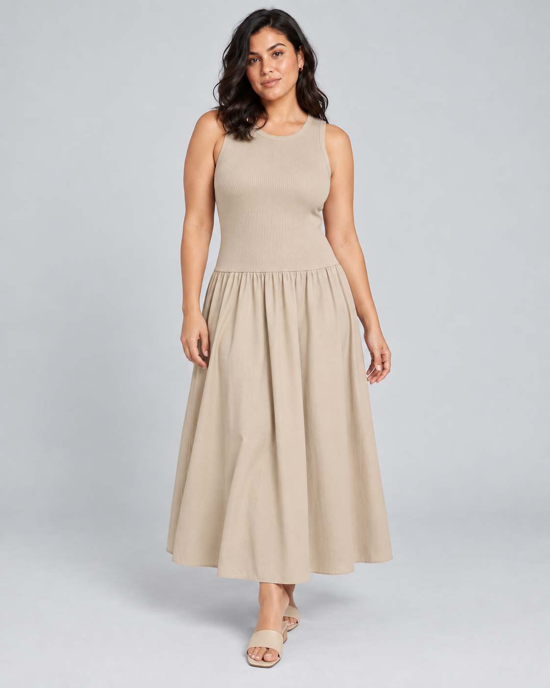 CELESTE — Sleeveless midi dress — front view