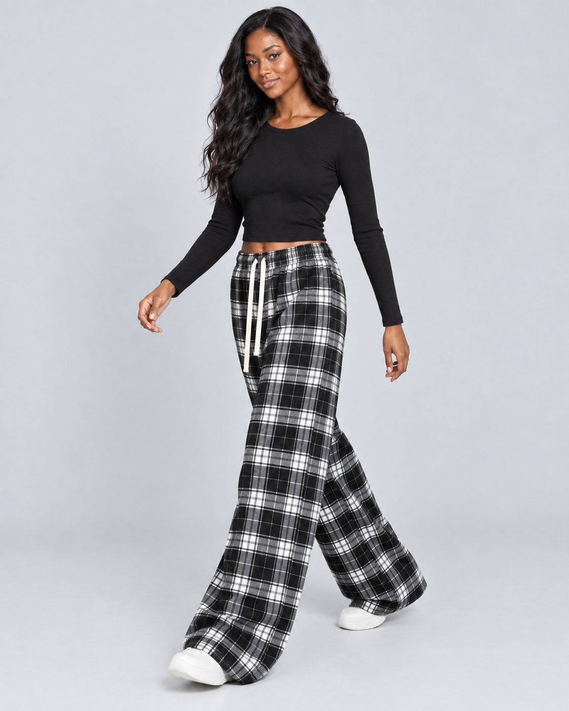 CHECK — Relaxed checked trousers