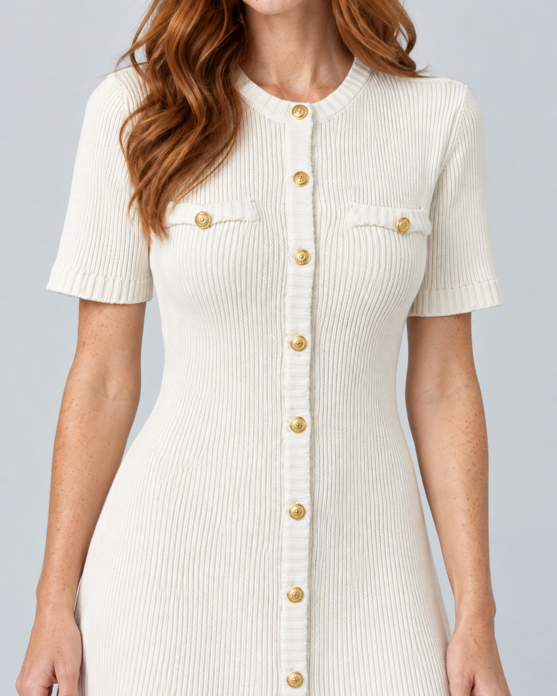 COLETTE — Buttoned knit mini dress