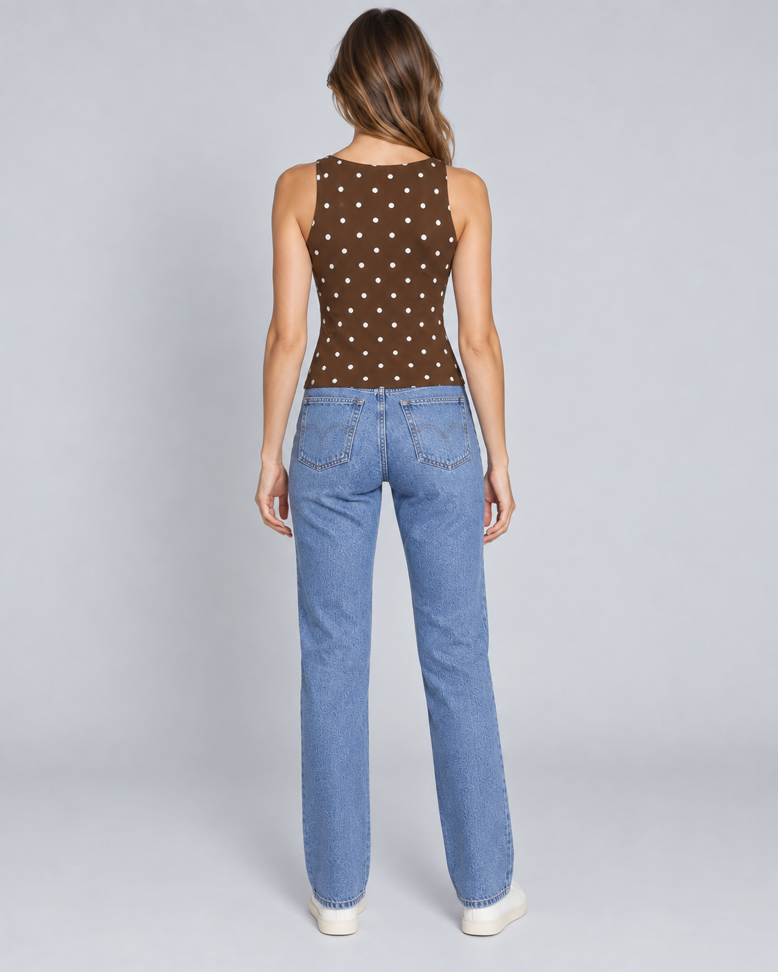 CONFETTI — Polka-dot crop top — back view