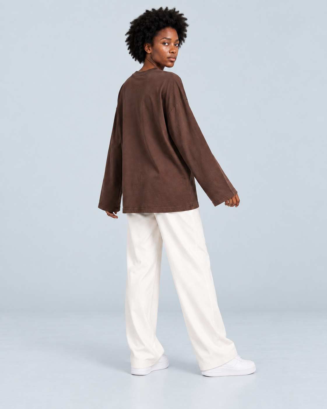 DAILY — Relaxed long-sleeve cotton T-shirt — back view