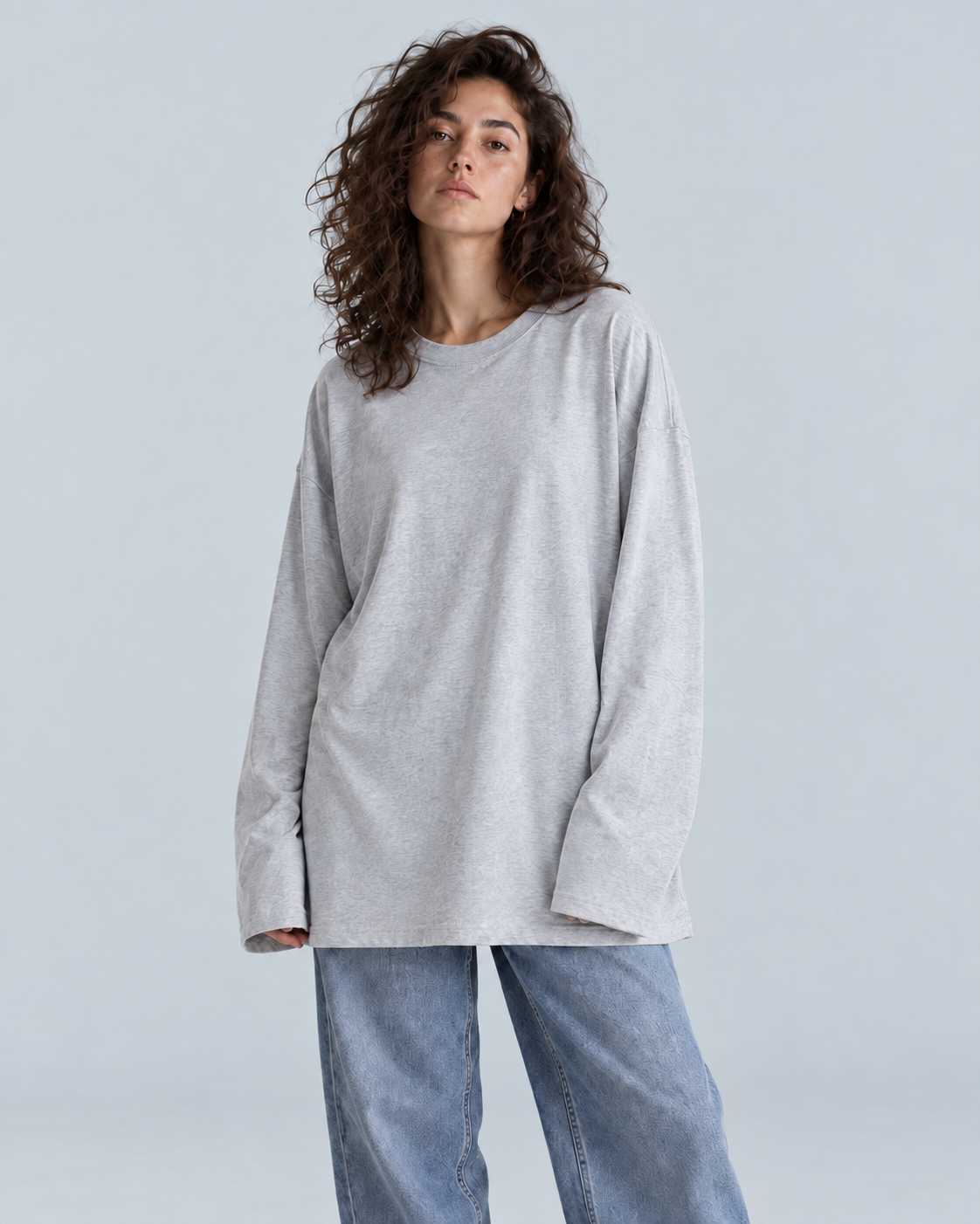 DAILY — Relaxed long-sleeve cotton T-shirt — front view