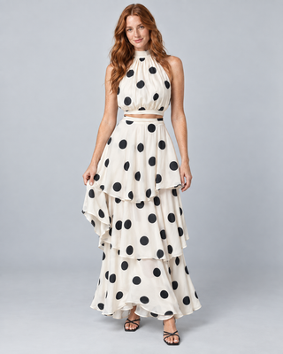 DALIA — Top and maxi skirt set — front view