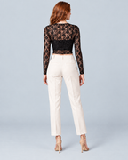 DENTELLE — Long-sleeved lace crop top — back view