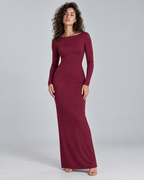DOS — Long-sleeved open-back maxi dress — front view