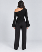 ECLIPSE — Asymmetric top with flared sleeves — back view
