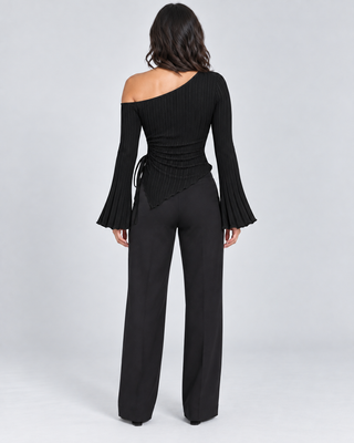 ECLIPSE — Asymmetric top with flared sleeves — back view