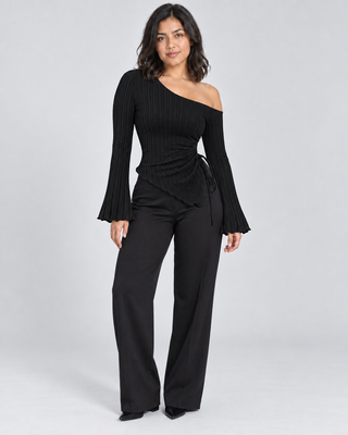 ECLIPSE — Asymmetric top with flared sleeves — front view