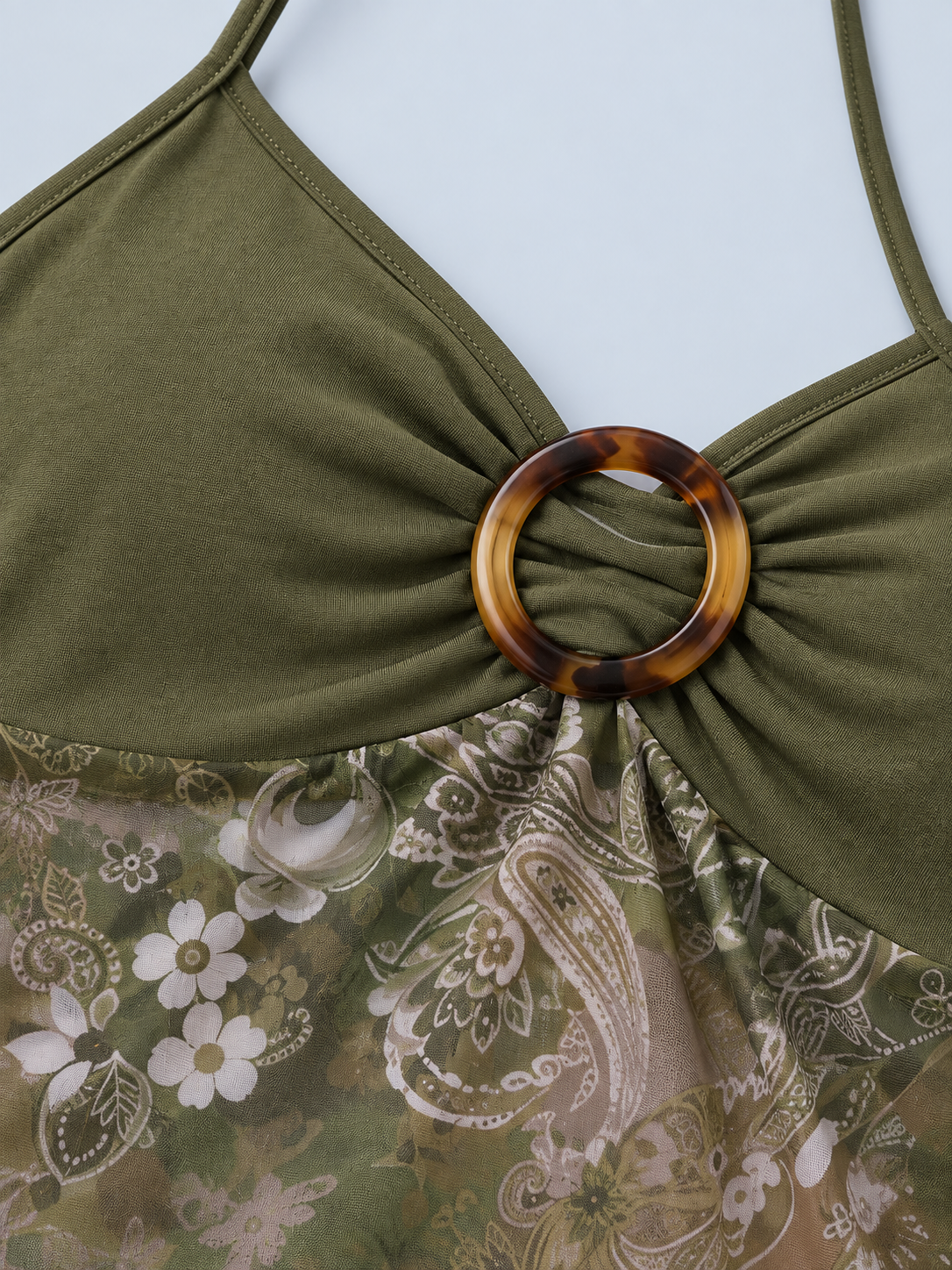 EMBER — Printed halter top with ring detail