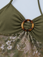 EMBER — Printed halter top with ring detail