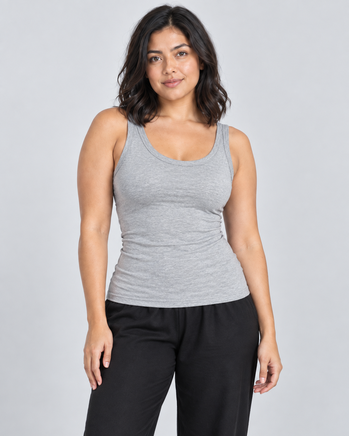 ESSENTIEL — Ribbed scoop-neck tank top — front view