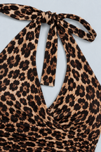 FELINE — Leopard-print tie-neck top