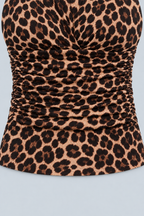 FELINE — Leopard-print tie-neck top
