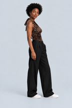 FELINE — Leopard-print tie-neck top