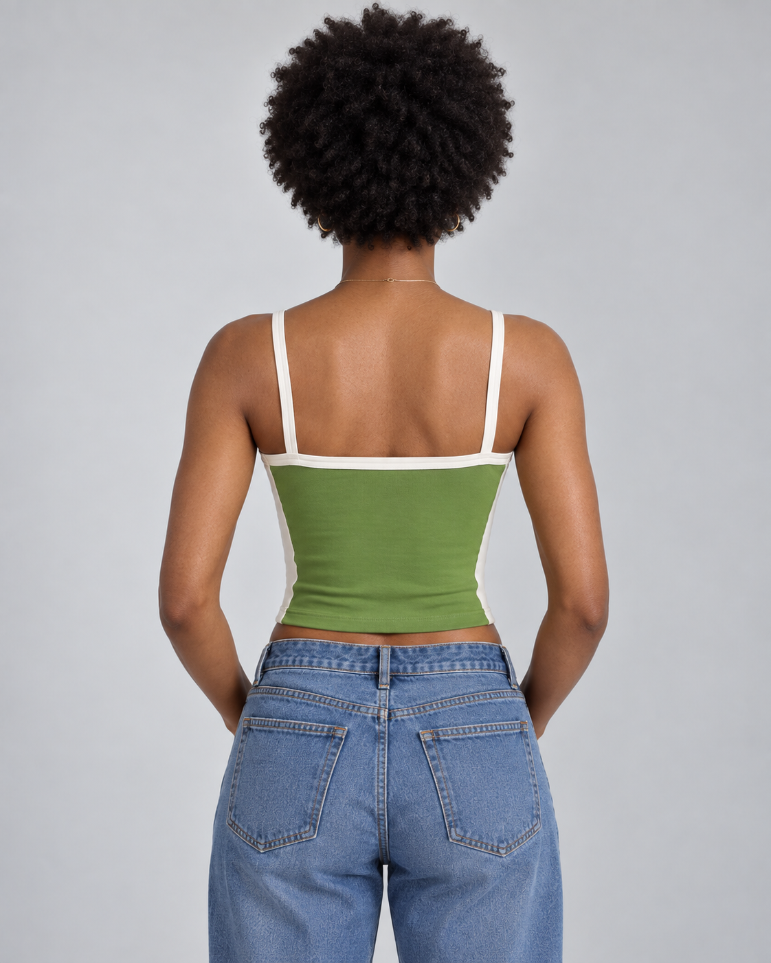 FRAME — Contrast-trim camisole — back view