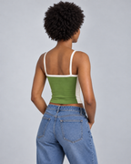 FRAME — Contrast-trim camisole — back view
