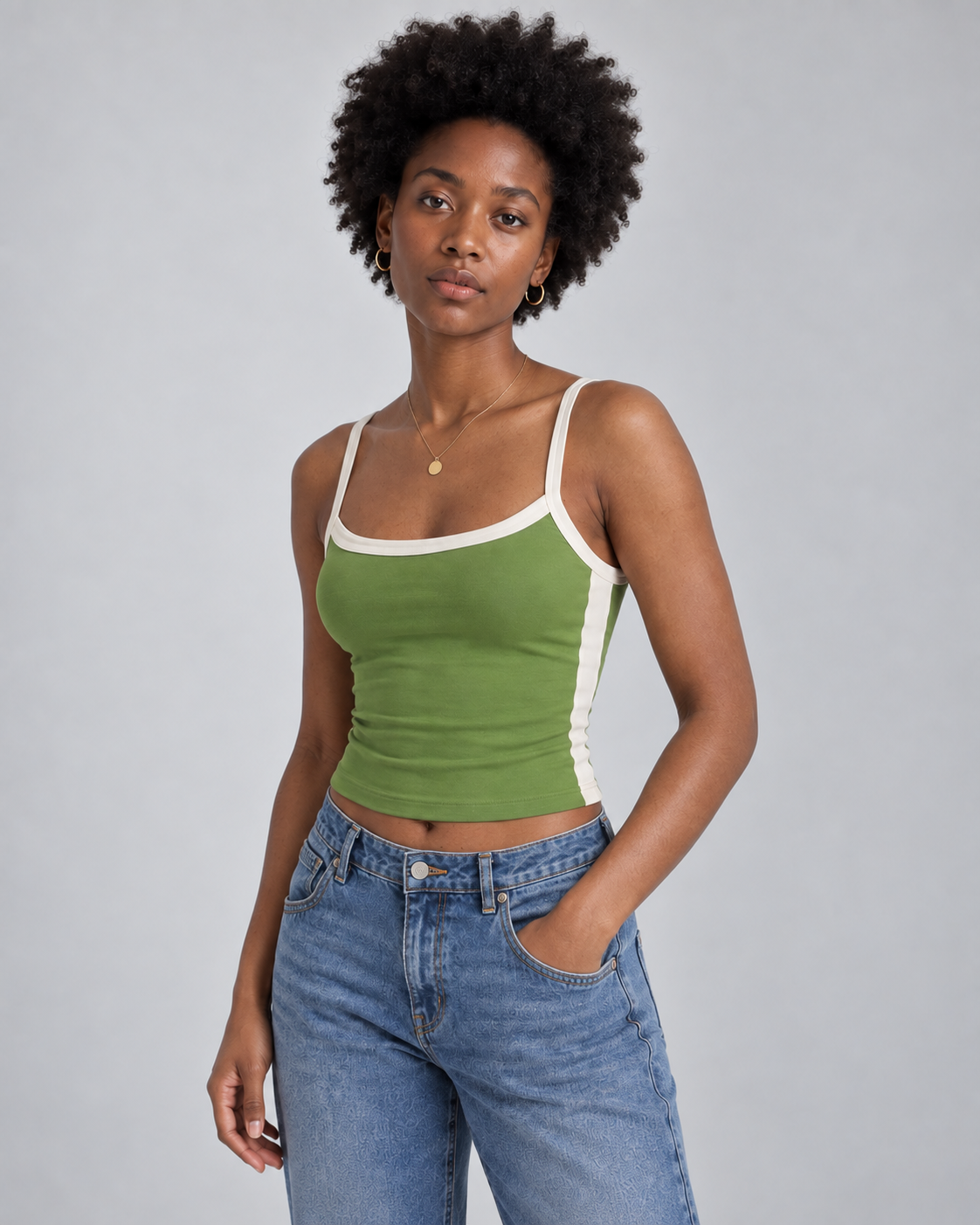 FRAME — Contrast-trim camisole — front view