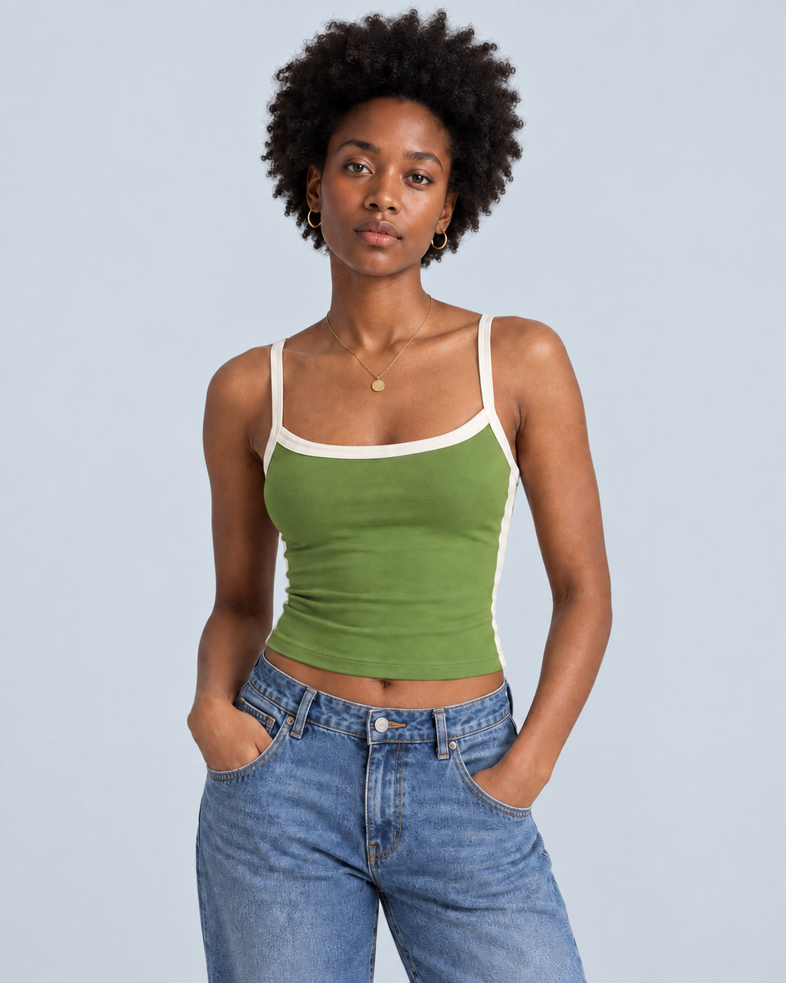 FRAME — Contrast-trim camisole — front view