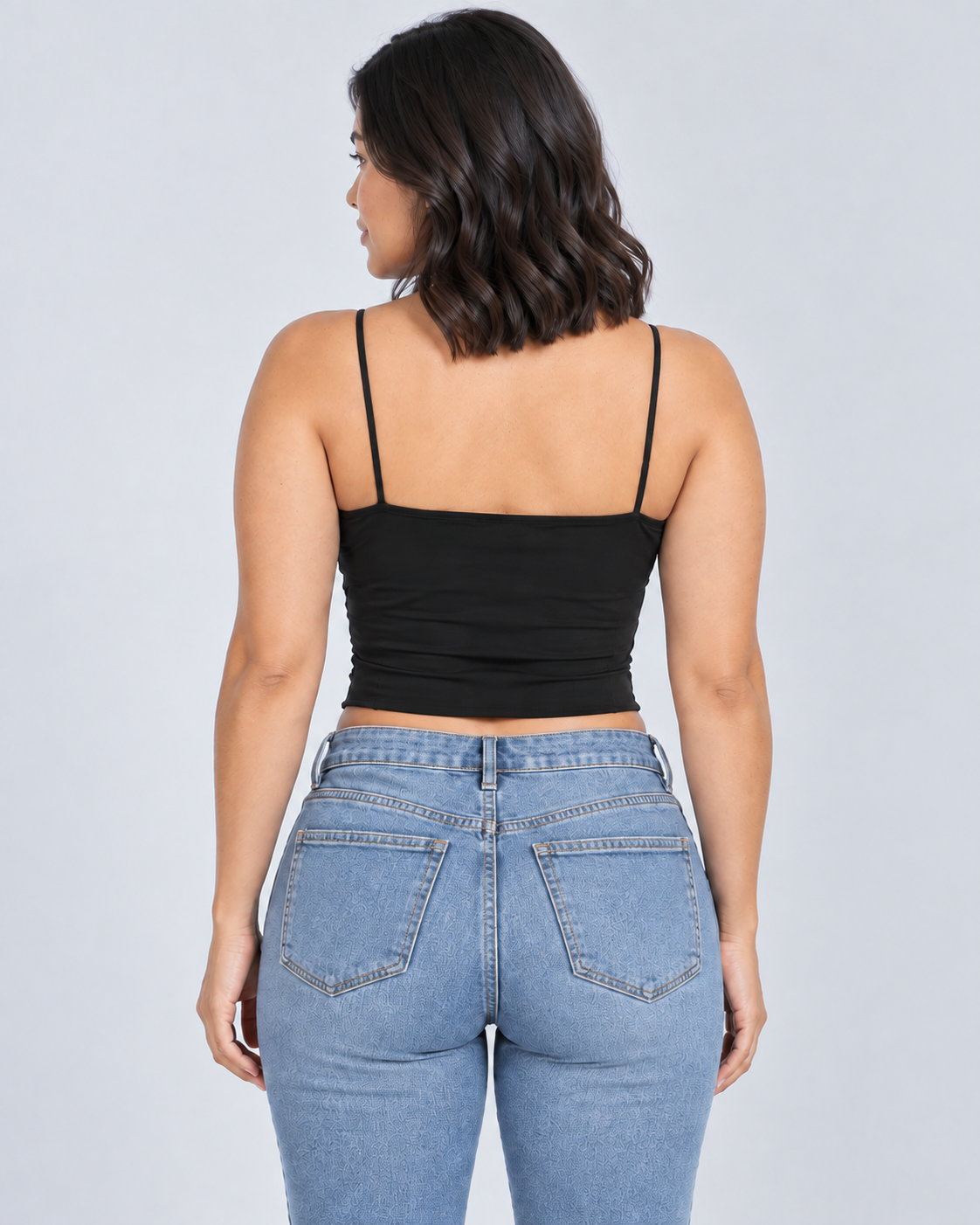 FRILL — Ruffled cropped cami — back view