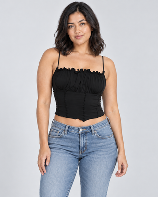 FRILL — Ruffled cropped cami — front view