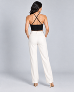 HALO — Halter top with sheer panel — back view