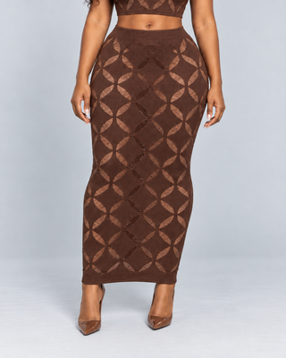 HARMONIE — Open-knit top and skirt set