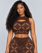HARMONIE — Open-knit top and skirt set