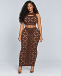 HARMONIE — Open-knit top and skirt set — front view