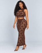 HARMONIE — Open-knit top and skirt set
