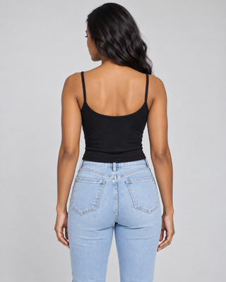 HENLEY — Button-front ribbed camisole — back view