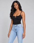 HENLEY — Button-front ribbed camisole